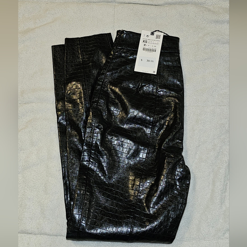 Zara Croc cigarette pants